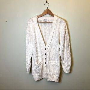 Christina cable sweater for women size Large, length 29 inches, color off white.